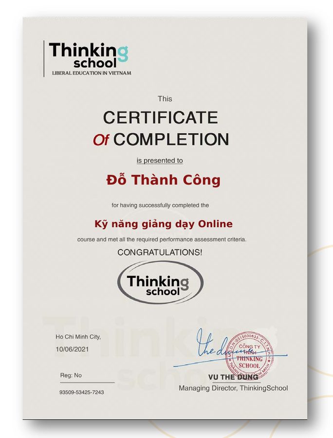 Chứng nhận Thinking School